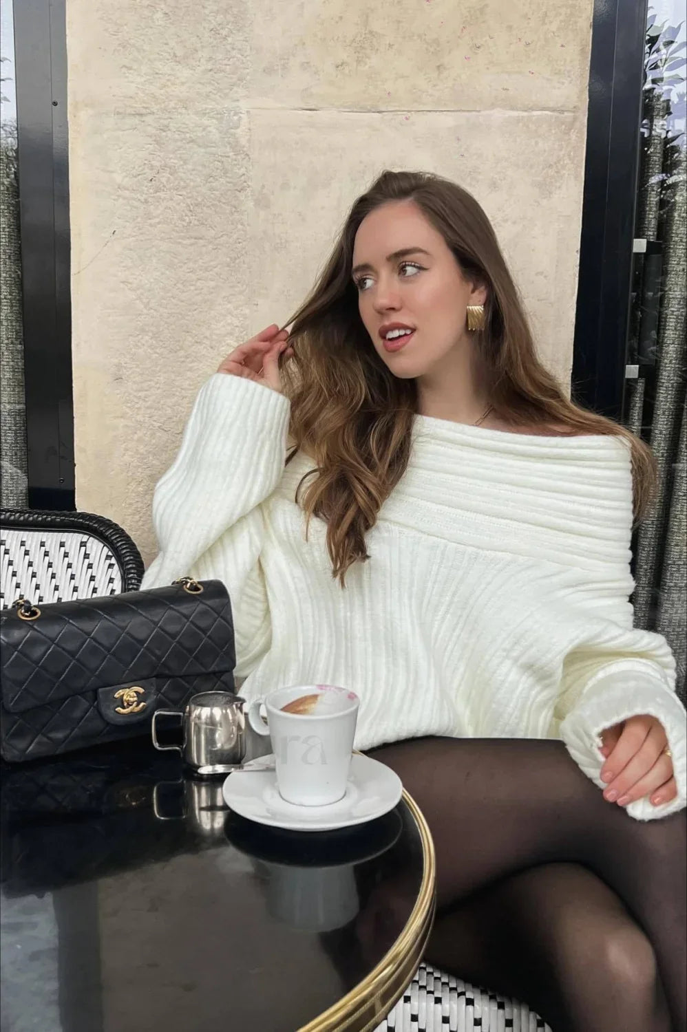 Lazy Chic Off-Shoulder Knit Sweater