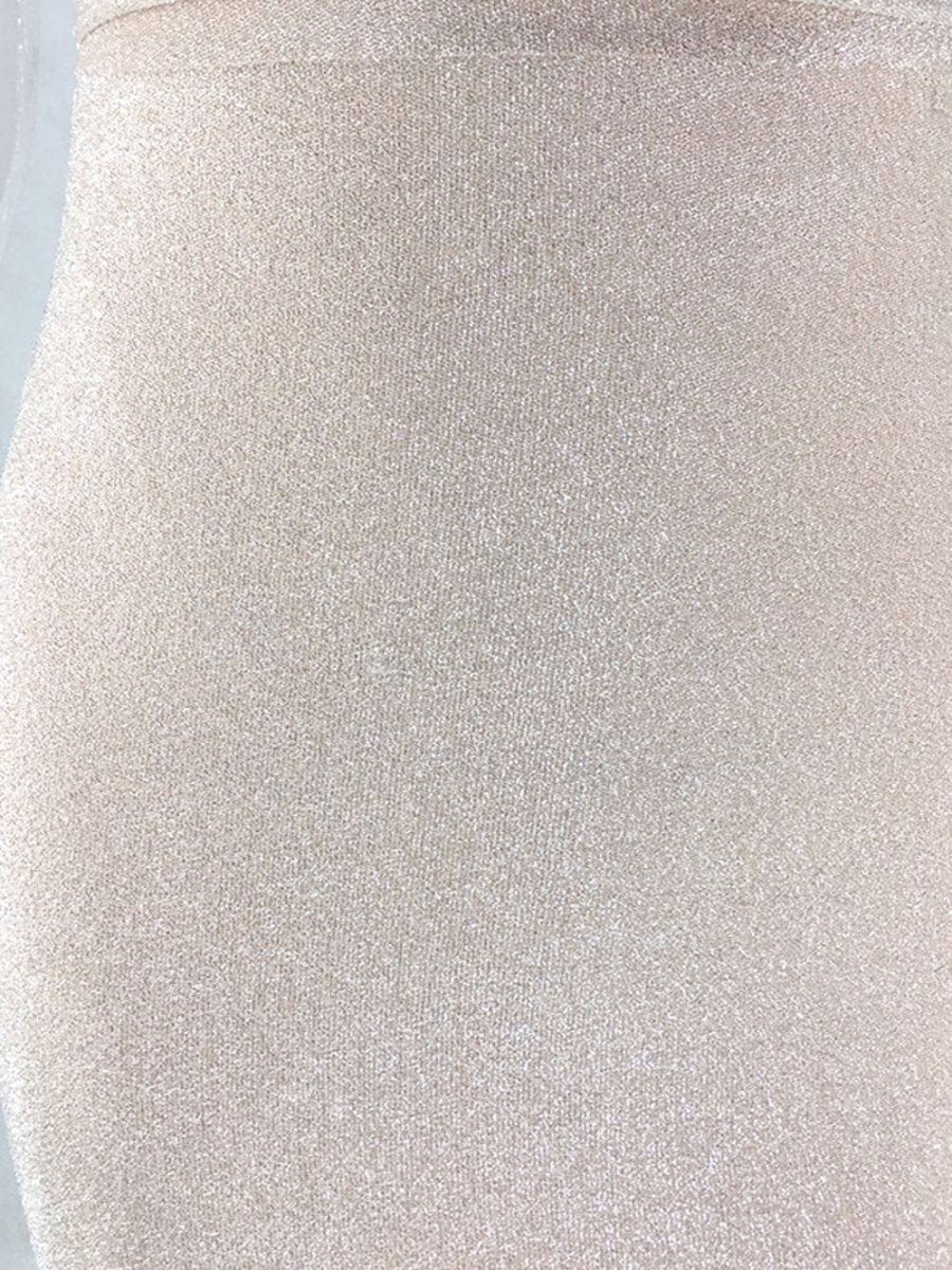 Halter Neck Deep V-Neck Glitter Knit Bodycon Mini Dress
