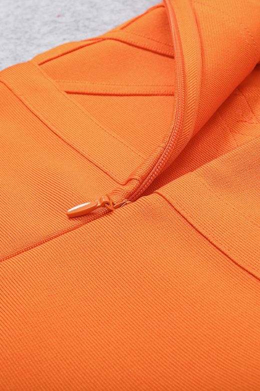 Apricot Orange Off Shoulder Sweetheart Bustier Criss Cross Bandage Midi Dress