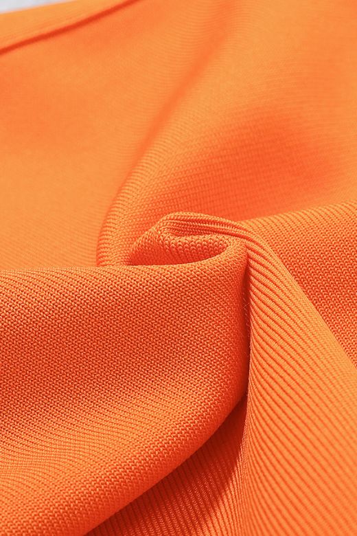 Apricot Orange Off Shoulder Sweetheart Bustier Criss Cross Bandage Midi Dress