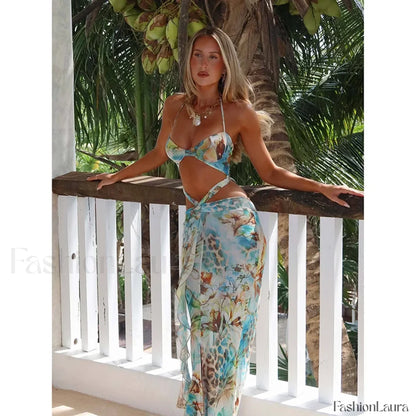 Leopard Deep V-Neck Floral Dress