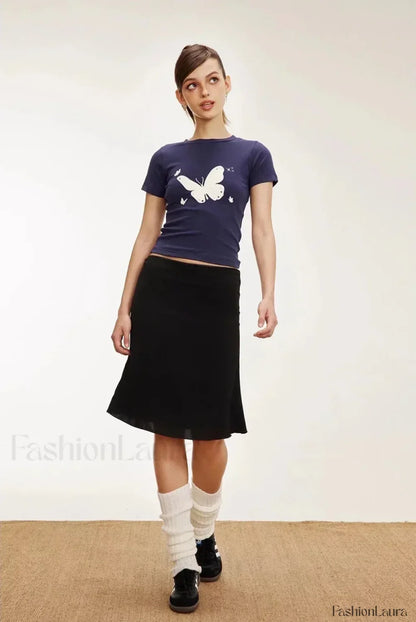Lettuce-Edge Mesh Plaid Skirt