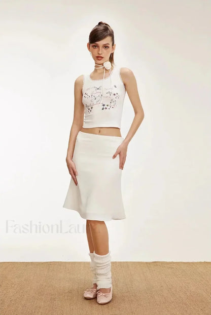 Lettuce-Edge Mesh Plaid Skirt