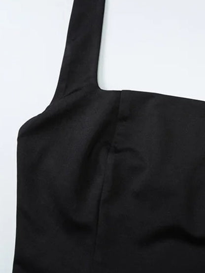 Square Neck Wide Strap Mermaid Hem Maxi Dress