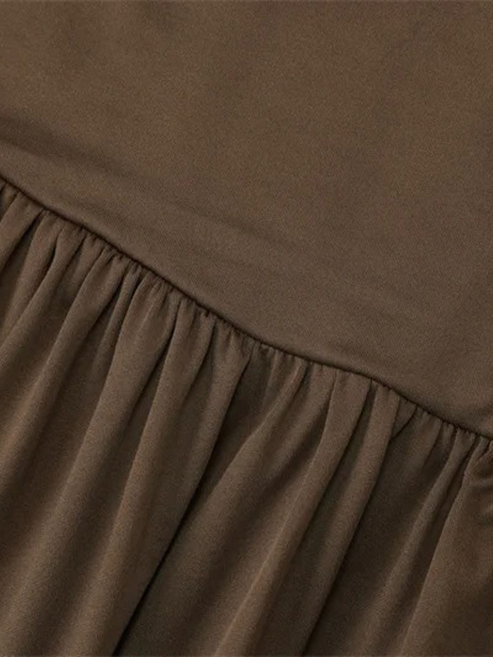 Long Sleeve Ruched Drop Waist Pleated Flowy Maxi Dress