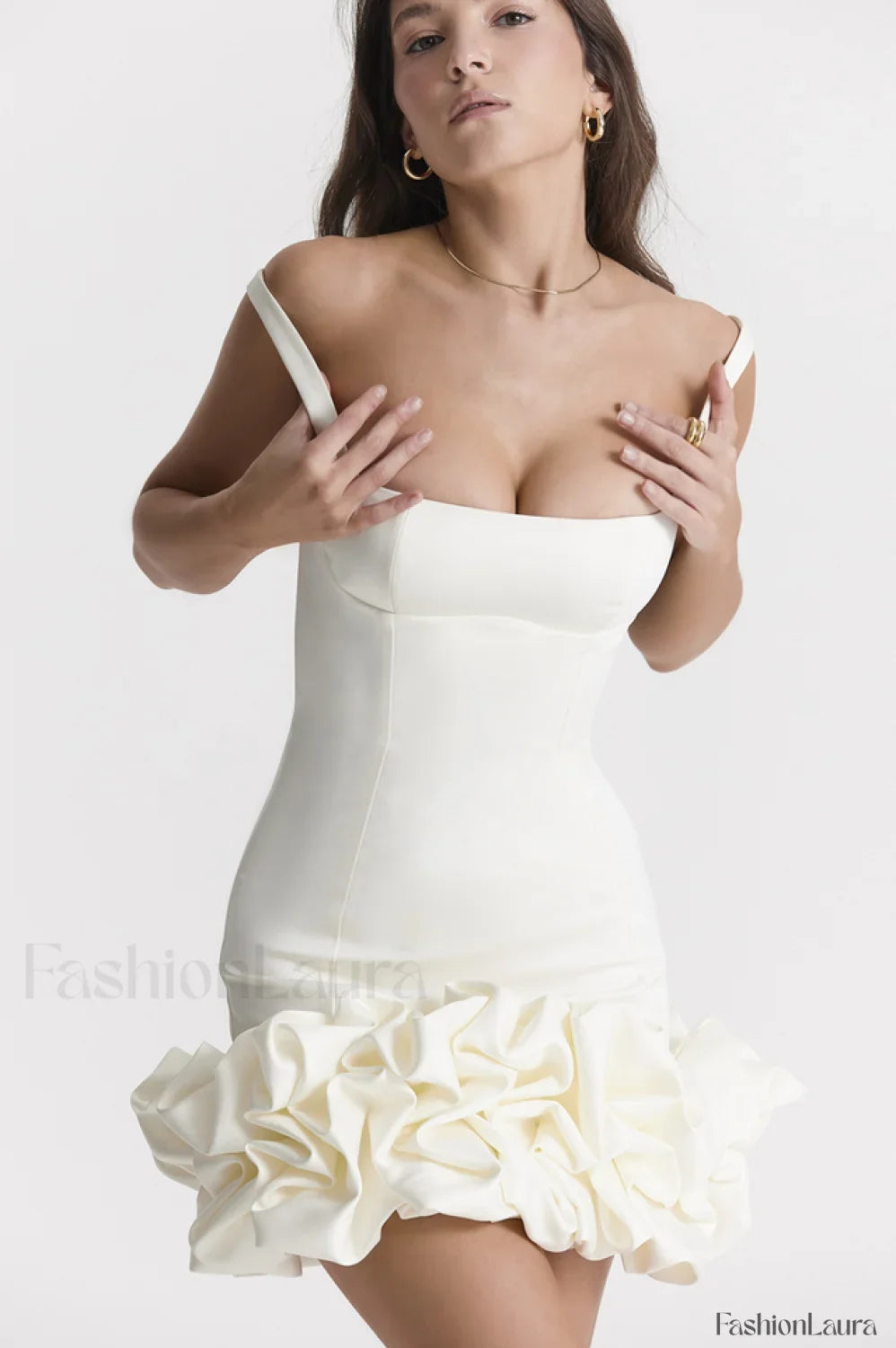 Lilou Ivory Stylish Ruffle Dress