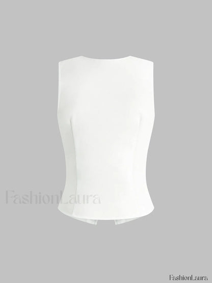 Linen Blends Button Up Tank Top