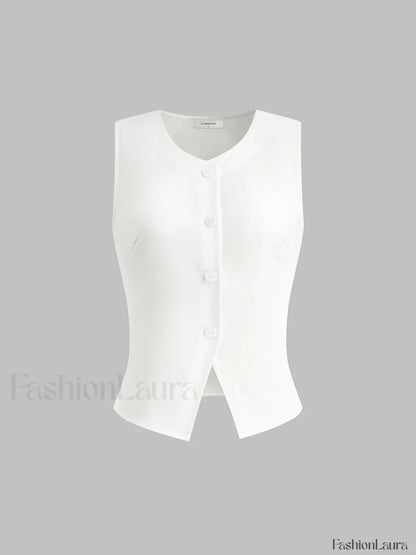 Linen Blends Button Up Tank Top