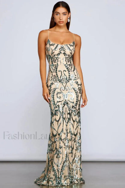Luana Formal Open Charming Back Sequin Dress