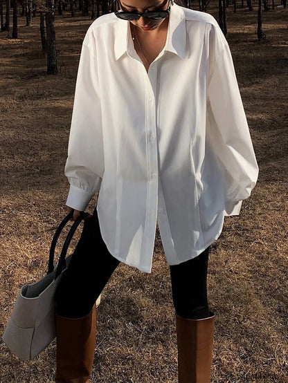 Made For You Trendy Oversized Button Down Shirt