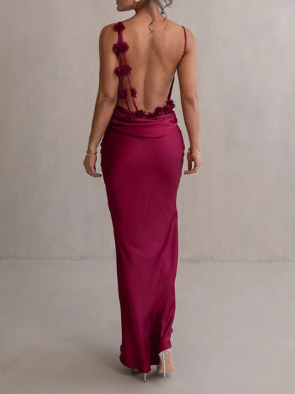 Satin Cowl Neck Spaghetti Strap Mermaid Maxi Gown