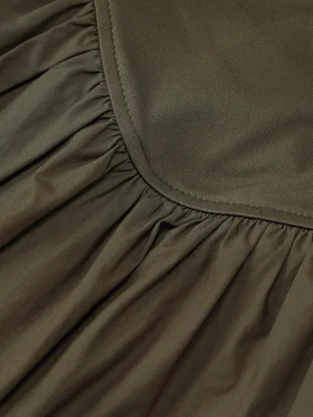 Green Square Neck Spaghetti Strap Drop Waist Bubble Hem Mini Dress
