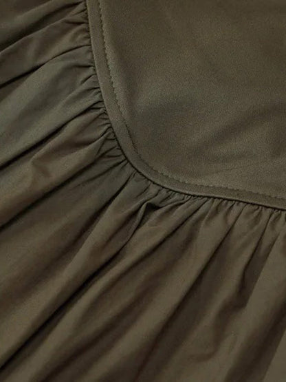 Green Square Neck Spaghetti Strap Drop Waist Bubble Hem Mini Dress