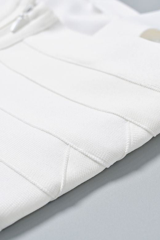 White Pearl Square Neck Sleeveless Bandage Bodycon Mini Dress