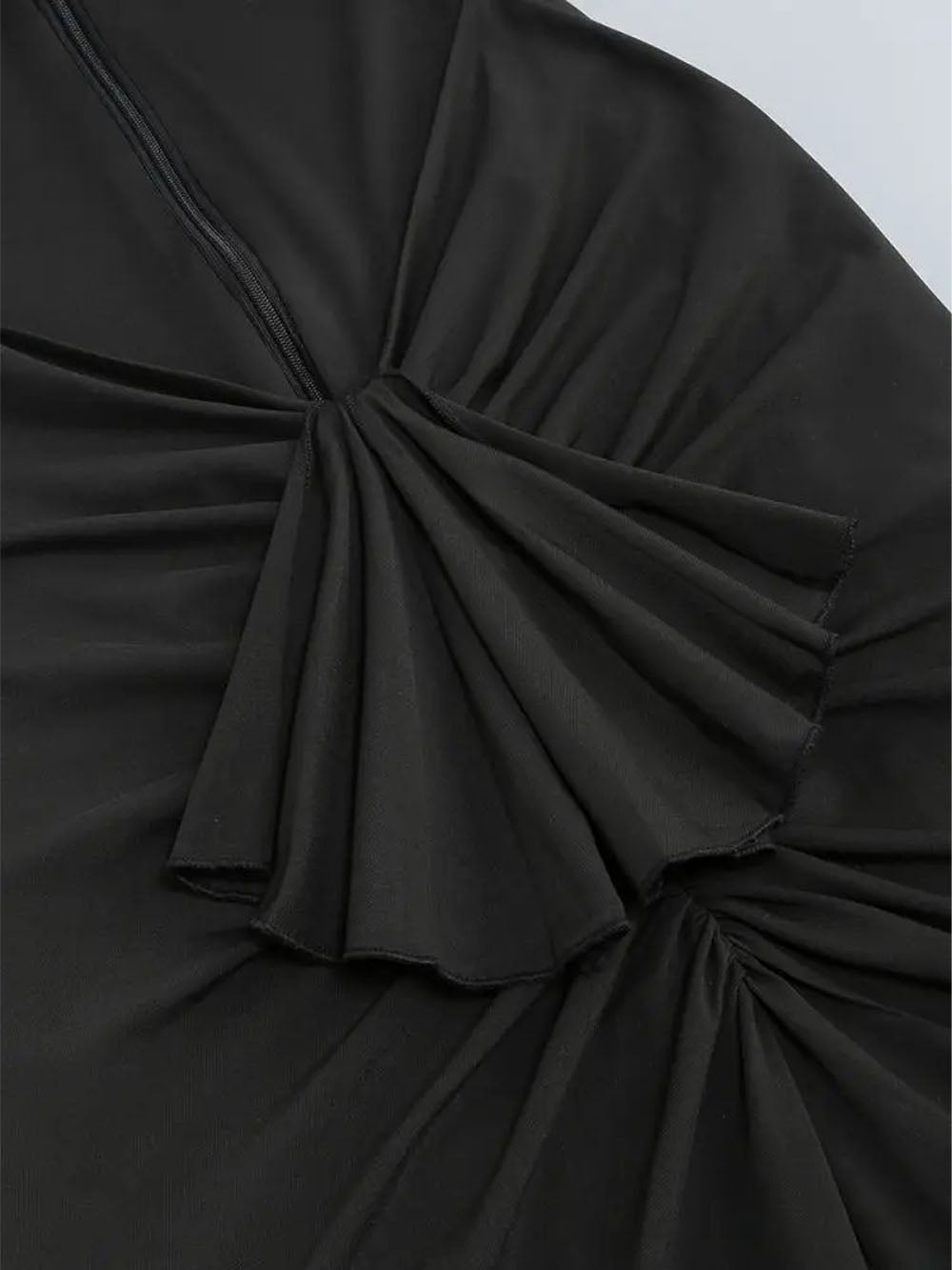 Black Strapless Sweetheart Twist Front Midriff Cut Out Ruched Bodycon Maxi Dress