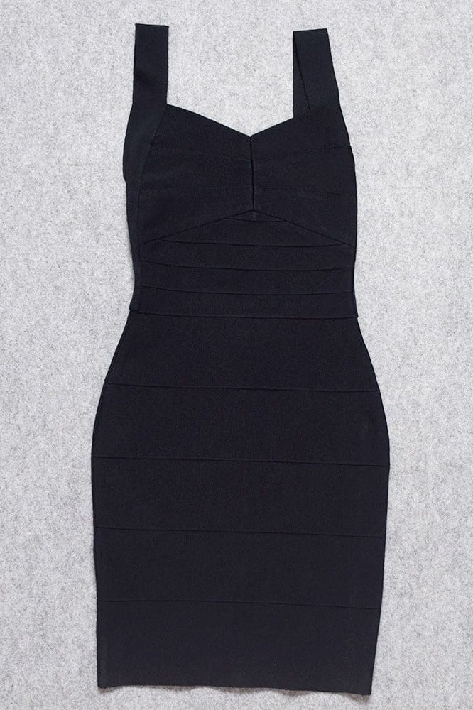 Classic Black Sweetheart Wide Strap Bandage Bodycon Mini Dress