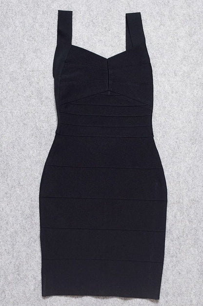 Classic Black Sweetheart Wide Strap Bandage Bodycon Mini Dress