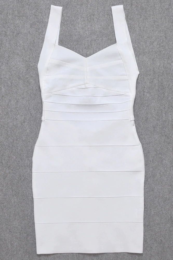 Pearl White Sweetheart Wide Strap Bandage Bodycon Mini Dress