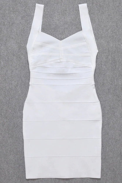 Pearl White Sweetheart Wide Strap Bandage Bodycon Mini Dress