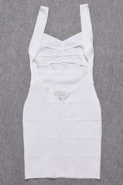 Pearl White Sweetheart Wide Strap Bandage Bodycon Mini Dress