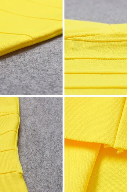 Sun Yellow Sweetheart Wide Strap Bandage Bodycon Mini Dress