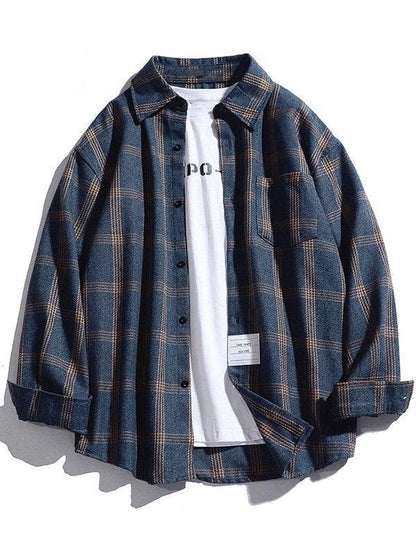 Men's Checkered Long Sleeve Button Shirt