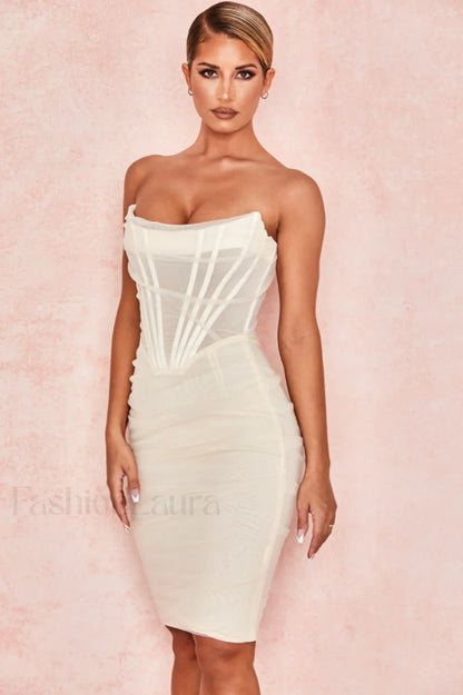 Mesh Strapless Stylish Corset Dress