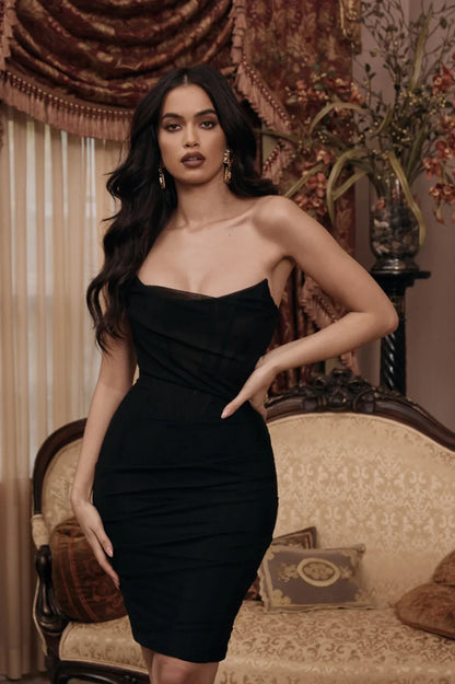Mesh Strapless Stylish Corset Dress