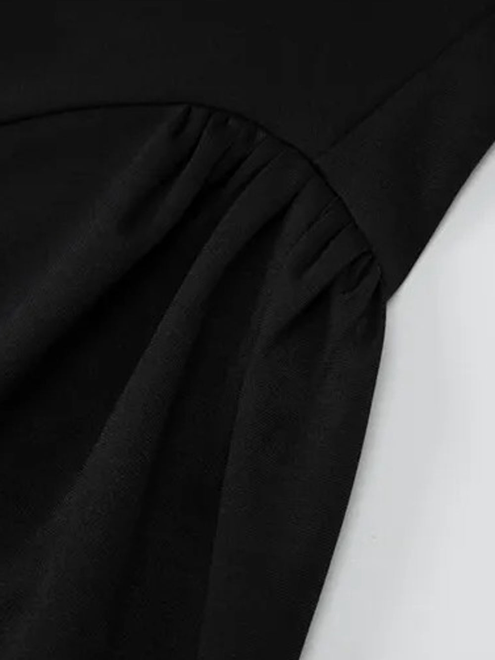 Black Off Shoulder Contrast Trim Structured Fit and Flare Mini Dress
