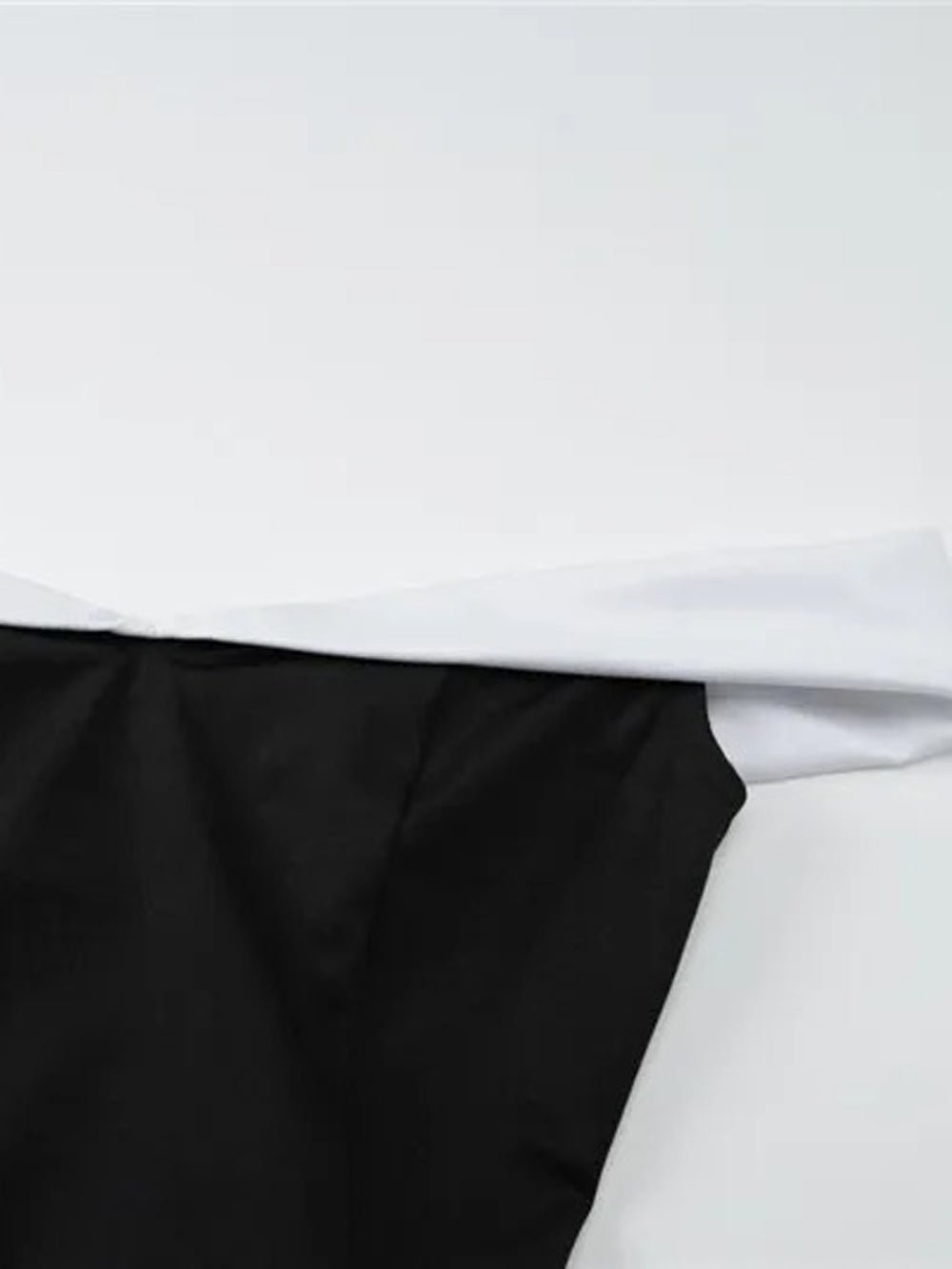 Black Off Shoulder Contrast Trim Structured Fit and Flare Mini Dress