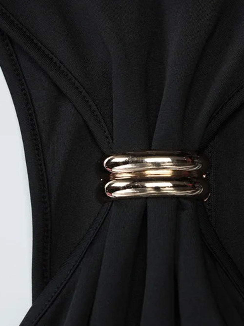 Mock Neck Halter Metal Ring Hardware Bodycon Mini Dress