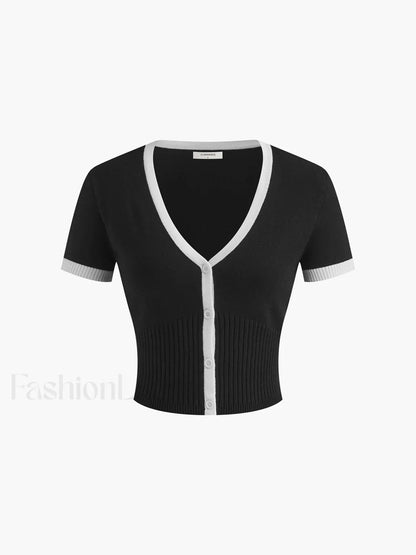 Minimalism Contrast Trim Sweater Skirt Set