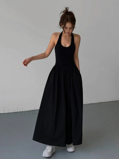 Minimalist Halter Backless Long Dress