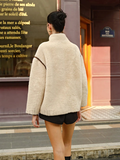 Minky Contrast Piping Fleece Jacket