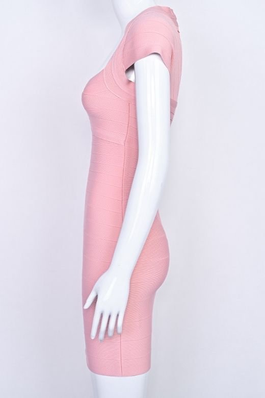 Ballet Pink Sweetheart Cap Sleeve Bandage Bodycon Mini Dress