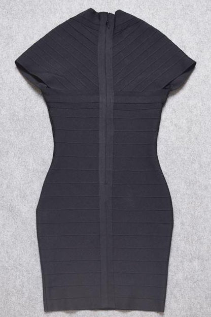 Classic Black Sweetheart Cap Sleeve Bandage Bodycon Mini Dress