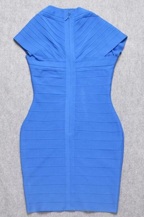Royal Blue Sweetheart Wrap Front Cap Sleeve Bandage Bodycon Mini Dress