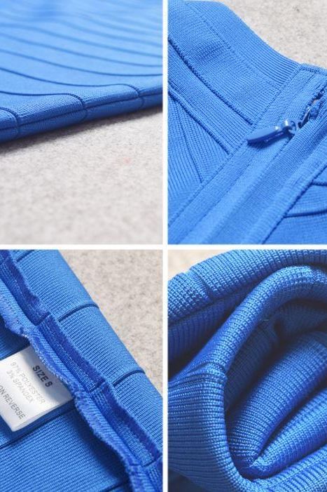 Royal Blue Sweetheart Cap Sleeve Bandage Bodycon Mini Dress