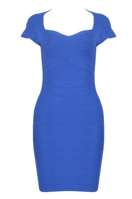 Royal Blue Sweetheart Cap Sleeve Bandage Bodycon Mini Dress