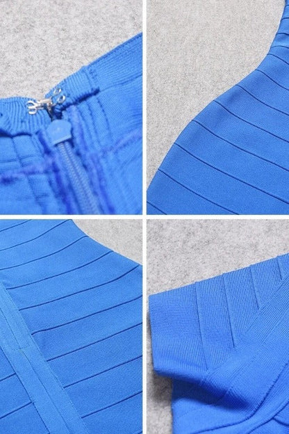 Royal Blue Sweetheart Wrap Front Cap Sleeve Bandage Bodycon Mini Dress