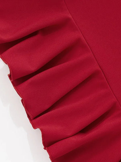 Strapless Neck Scarf Ruffle Hem Bodycon Mini Dress