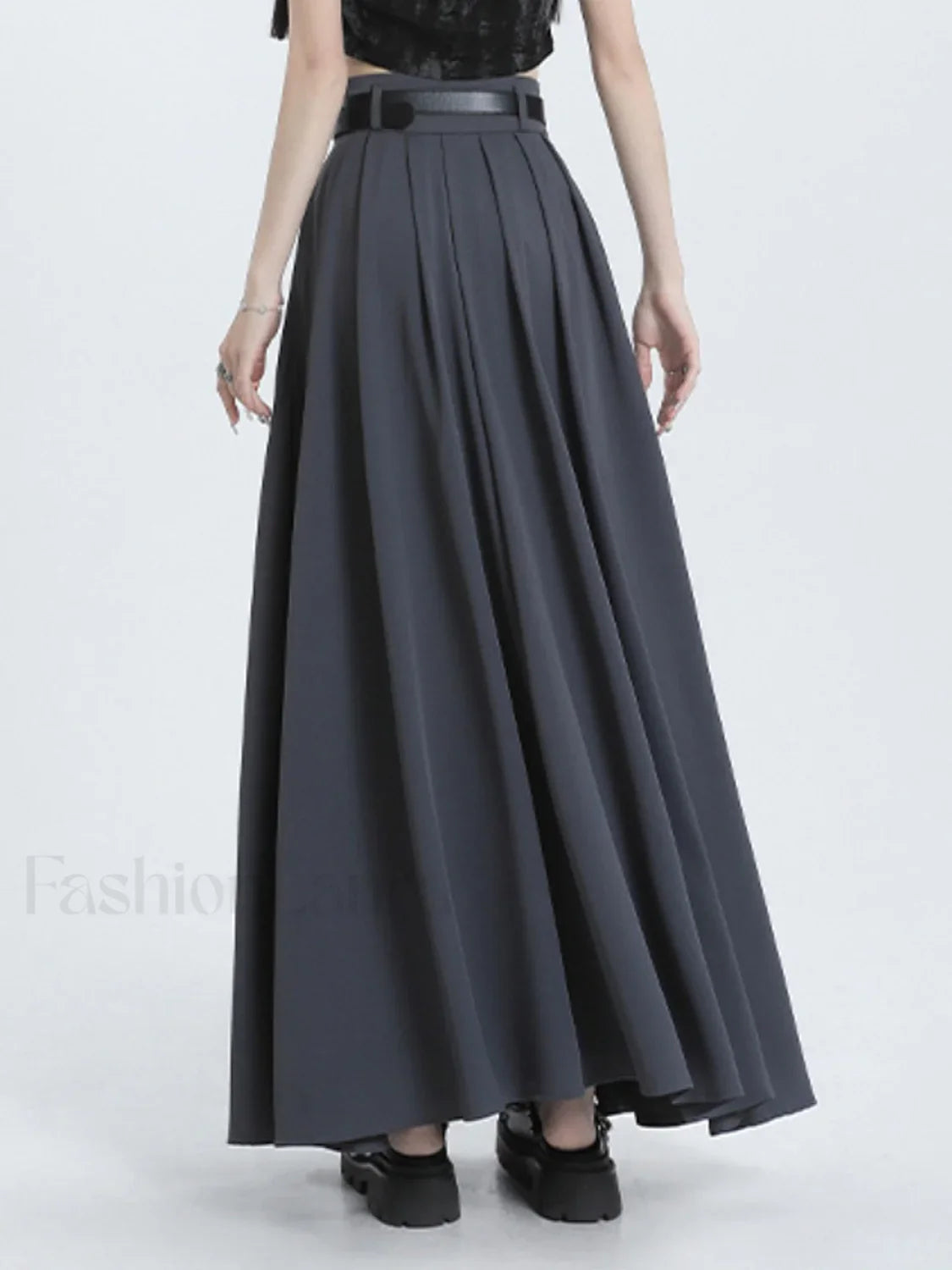 Modern Academia Graceful Pleat Maxi Skirt