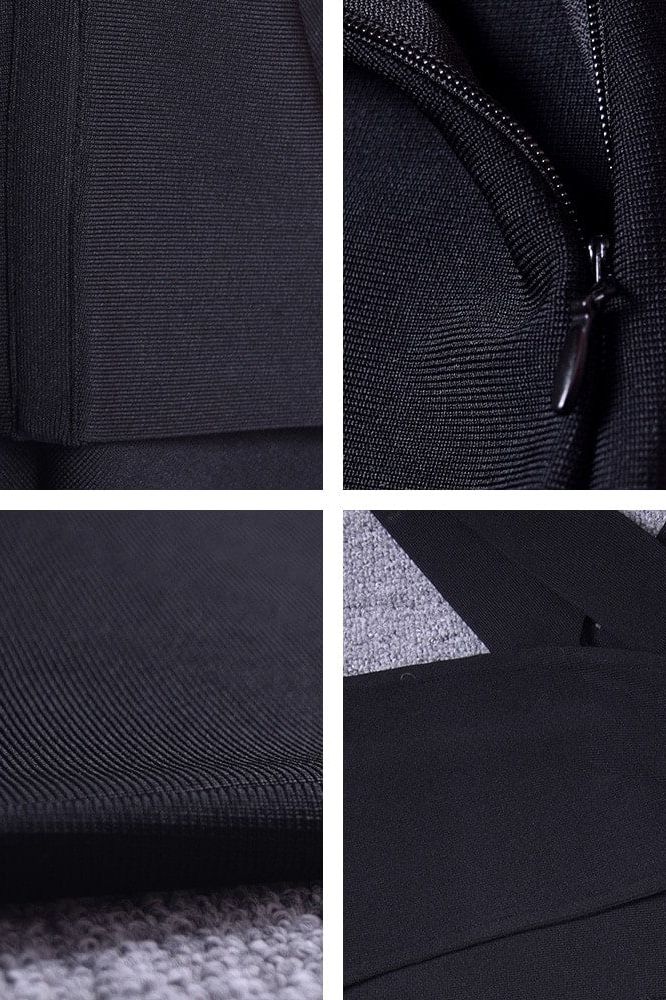 Classic Black One Shoulder Cut Out Waist Cut Out Bandage Midi Dress