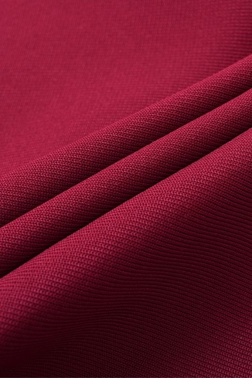 Red Wine One Shoulder Cut Out Waist Cut Out Bandage Midi Dress