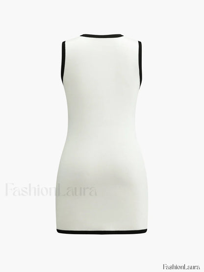 Multi Pocket Button Sleeveless Short Sweater Dress