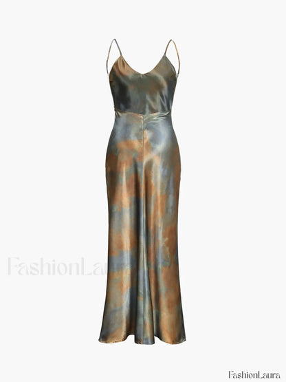 Neptune Satin Open Back Long Dress