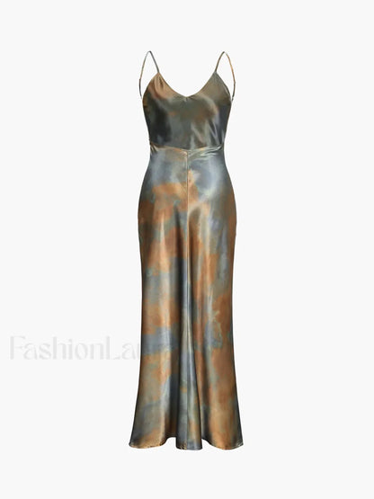 Neptune Satin Open Trendy Back Long Dress