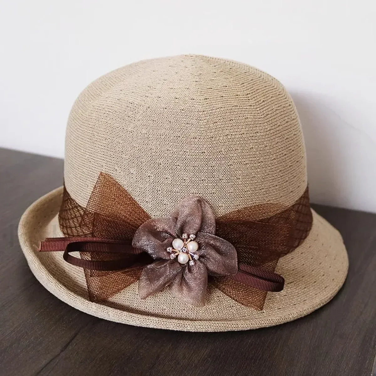 New Flower Small Pot Fashionable Woolen Curved Brim Top Hat