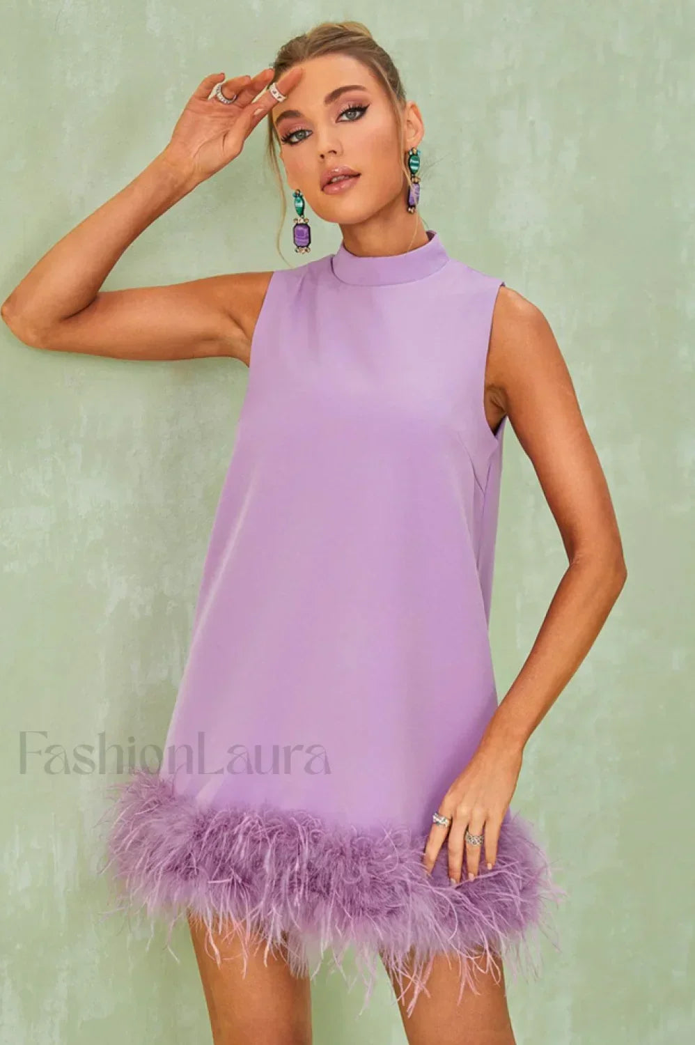 Nisha Feather Stylish Mini Dress
