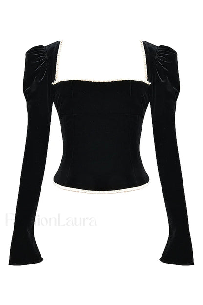 Noa Black Stylish Velvet Corset